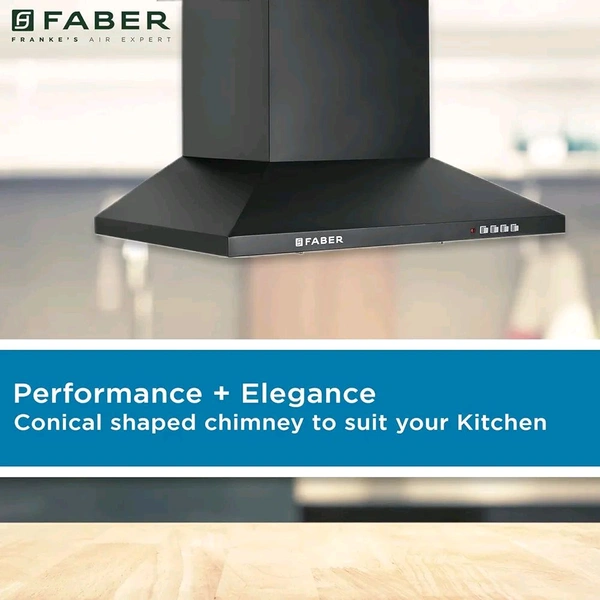 Benthos Enterprises  Faber 60 cm 1000 m³/hr Kitchen Chimney (HOOD PLUTO PB BF BK 60, Baffle Filter, Push Button, Black) - 5, Faber 60 cm 1000 m³/hr Kit.
