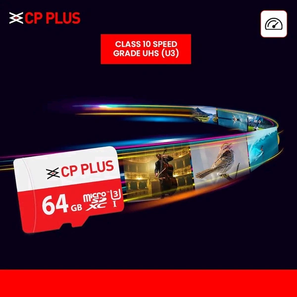 CP PLUS 64GB microSDXC Memory Card Grade  - Red, 1