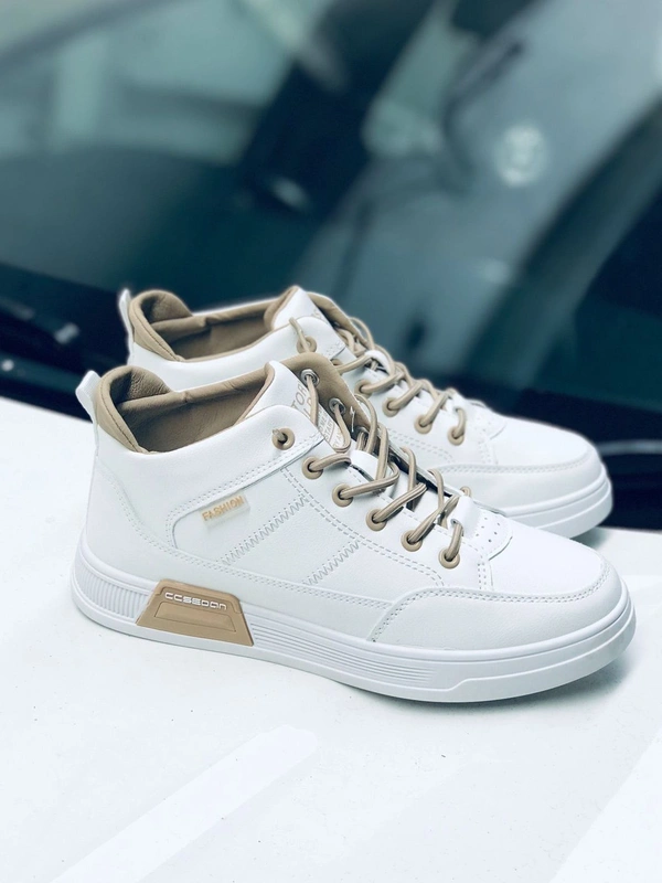 Imported Men Hightop Shoes - Cream, 8
