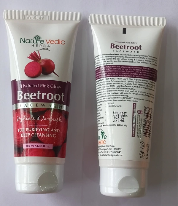 Nature Vedic Beetroot Face Wash for Hydrated Pink Glow, Nourish & deep Clean