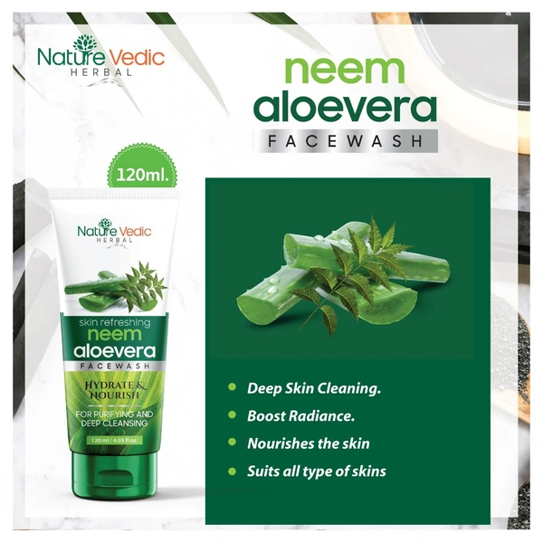 Nature Vedic Neem, Aloe Vera Face wash for Purifying & Deep Cleansing  FaceWash - 120 ml