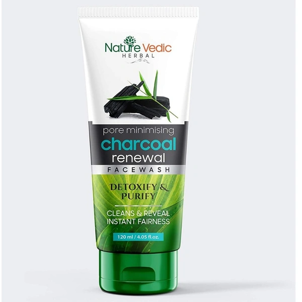 Nature Vedic Charcoal Face wash for Clean & Reveal Instant Fairness (120 ml)  Face Wash  - 120 ml