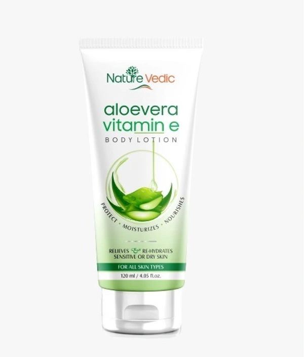 Nature Vedic Aloevera Vitamin - E Moisturizing lotion - Body lotion  | Protect, Moisturizes and Nourishes  - For All Skin types | 120 ml  - 120 ml