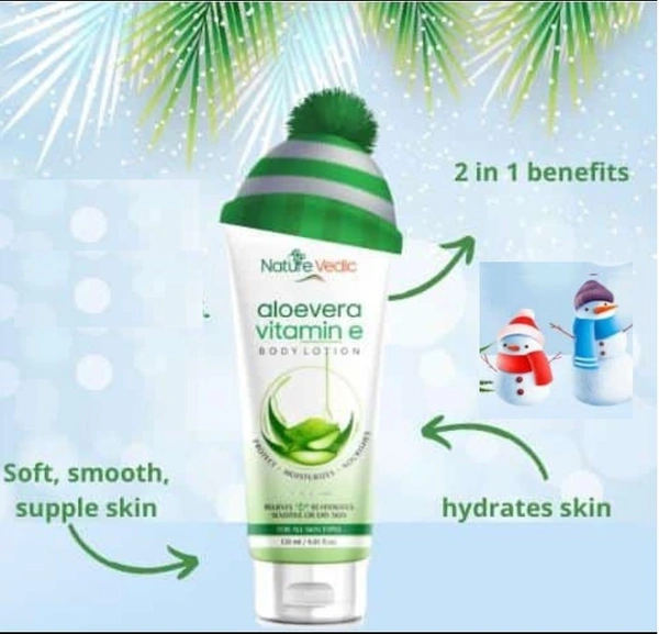 Nature Vedic Aloevera Vitamin - E Moisturizing lotion - Body lotion  | Protect, Moisturizes and Nourishes  - For All Skin types | 120 ml  - 120 ml