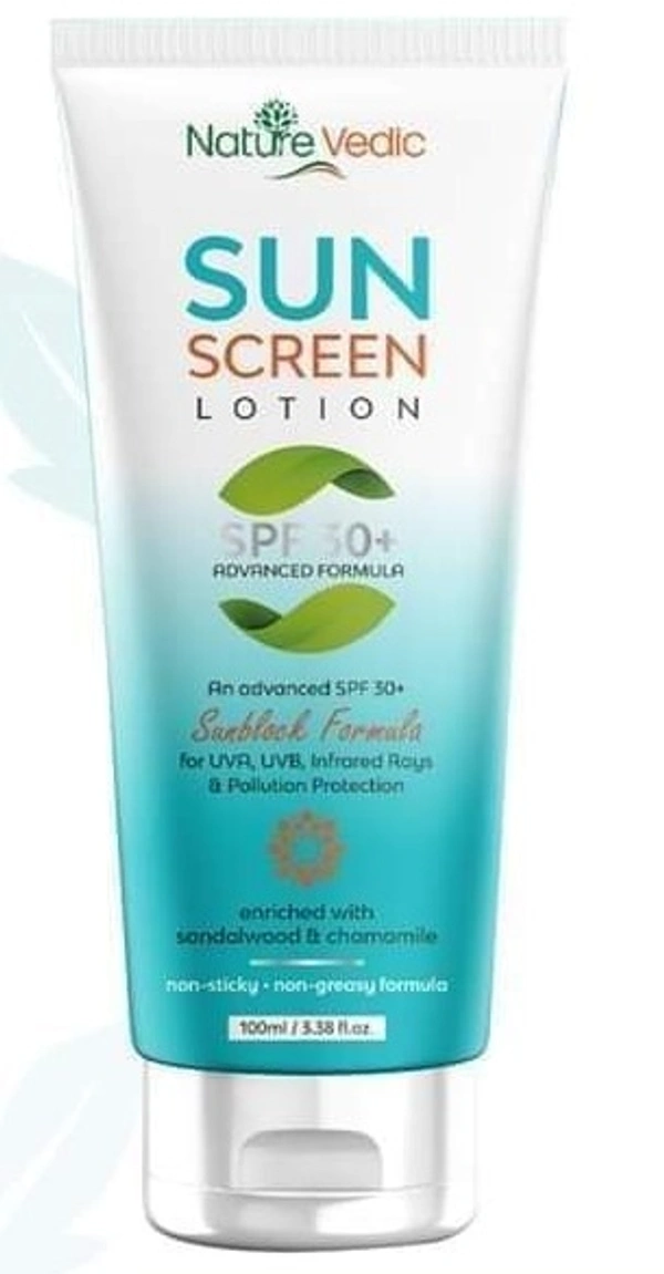 Nature Vedic Sun Screen lotion Advanced Sunblock Formula for Pollution Protection |SPF 30+ | 100 ml  - 100 ml