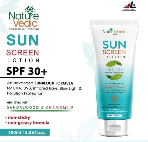 Nature Vedic Sun Screen lotion Advanced Sunblock Formula for Pollution Protection |SPF 30+ | 100 ml  - 100 ml