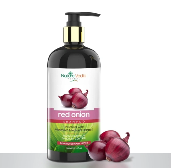 Nature Vedic Red Onion Shampoo for  Dandruff  & Hair fall Control  - 300 ml