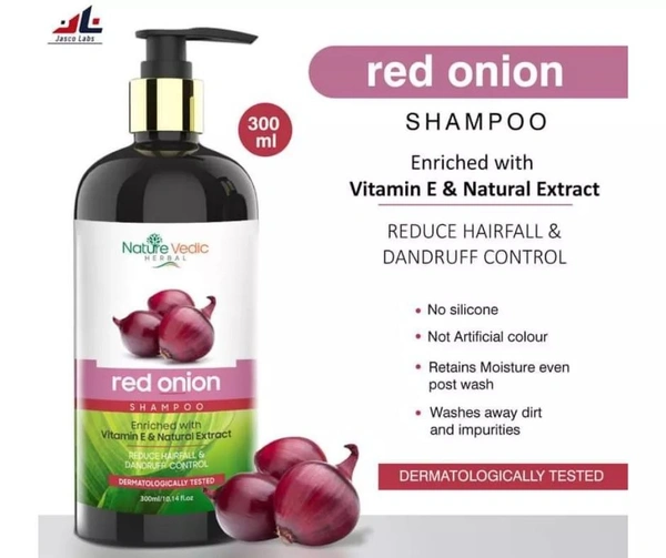 Nature Vedic Red Onion Shampoo for  Dandruff  & Hair fall Control  - 300 ml