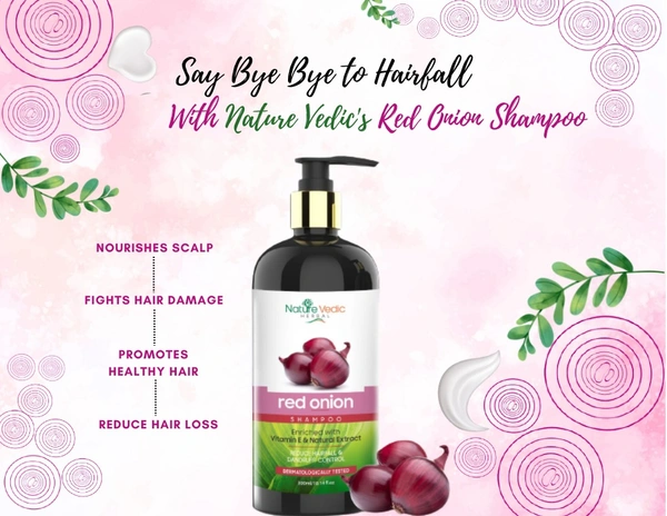 Nature Vedic Red Onion Shampoo for  Dandruff  & Hair fall Control  - 300 ml