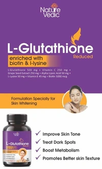 Naure Vedic Nature Vedic L-Glutathione Capsules Enriched With Biotin For Better Skin Texture, Dark Spots & Metabolism | 60 Caps - 60 Capsules