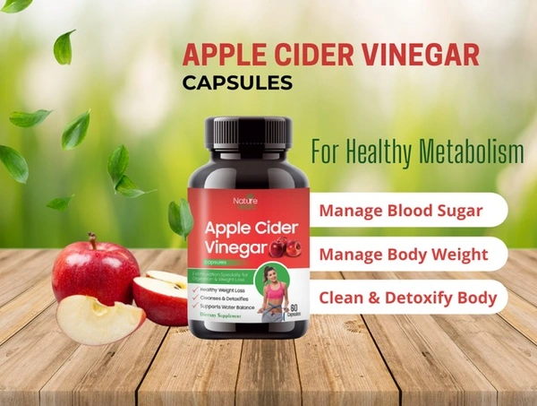 Nature Vedic Apple Cider Vinegar Capsules- for Manage Weight -  - 60 Capsules