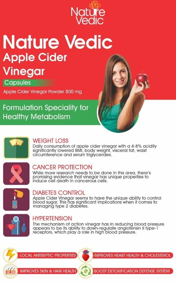 Nature Vedic Apple Cider Vinegar Capsules- for Manage Weight -  - 60 Capsules