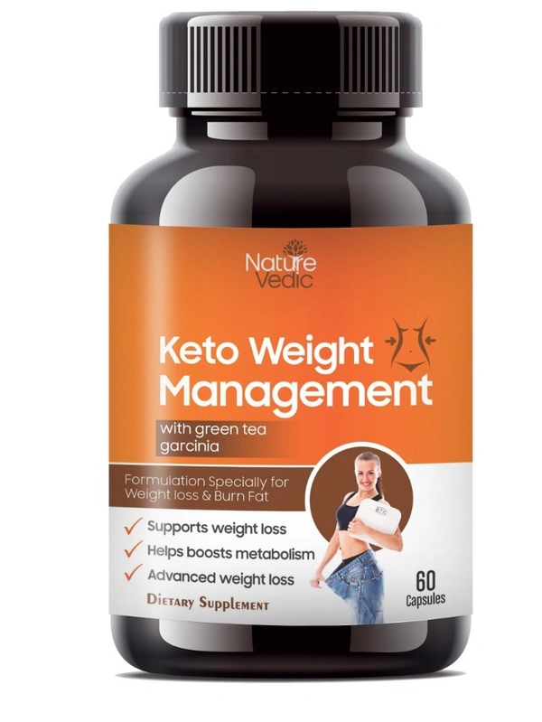 Nature Vedic Keto Diet Weight Management Capsules With Green Tea Garcinia For Weight Loss & Burn Fat | 60 Caps - 60 Capsules