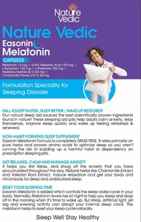 Nature Vedic Easonnin Melatonin Capsules With Valerian Root For Healthy Sleep & Relaxation -Non Habit Formula | 60 Caps - 60 Capsules