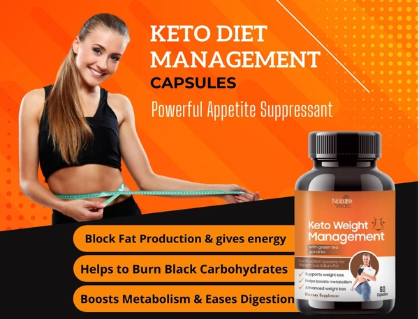 Nature Vedic Keto Diet Weight Management Capsules With Green Tea Garcinia For Weight Loss & Burn Fat | 60 Caps - 60 Capsules