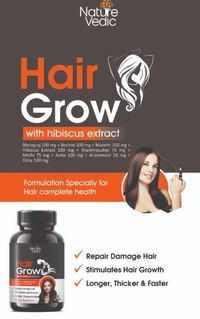 Nature Vedic Hair Grow Capsules with hibiscus extract For Hair Growth  - 60 Capsules