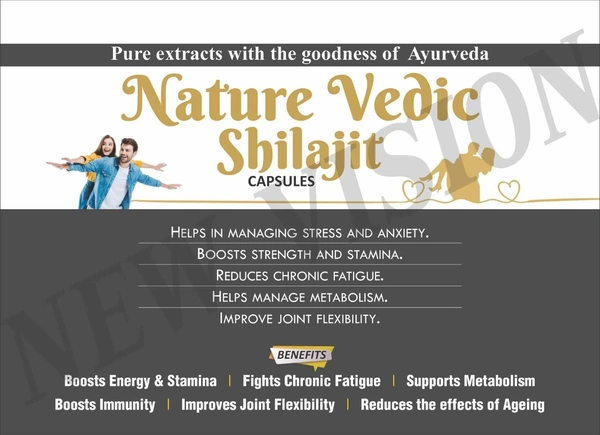 Nature Vedic Shilajit Double Strength Capsules Ayurvedic Supplement for Strength, Stamina and Power - 30 Capsules
