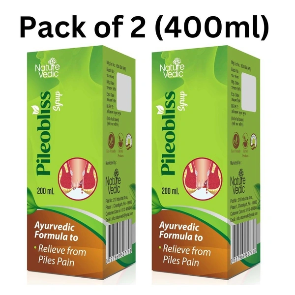 Nature Vedic Pileobliss Syrup Ayurvedic Syrup for Piles Pain,Hemorrhoids & Itching - 400 ml