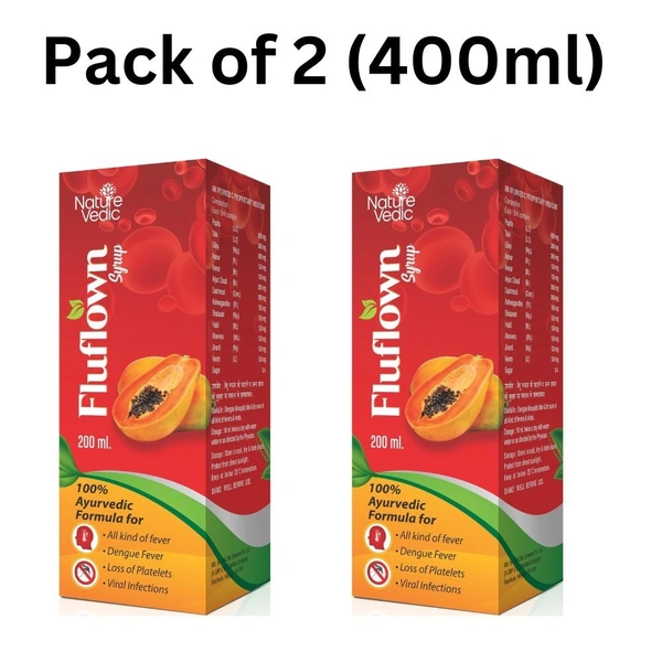 Nature Vedic Fluflown Syrup for All Kind of Fever, Swine Flu, Malaria, Loss of platelets  - 400 ml
