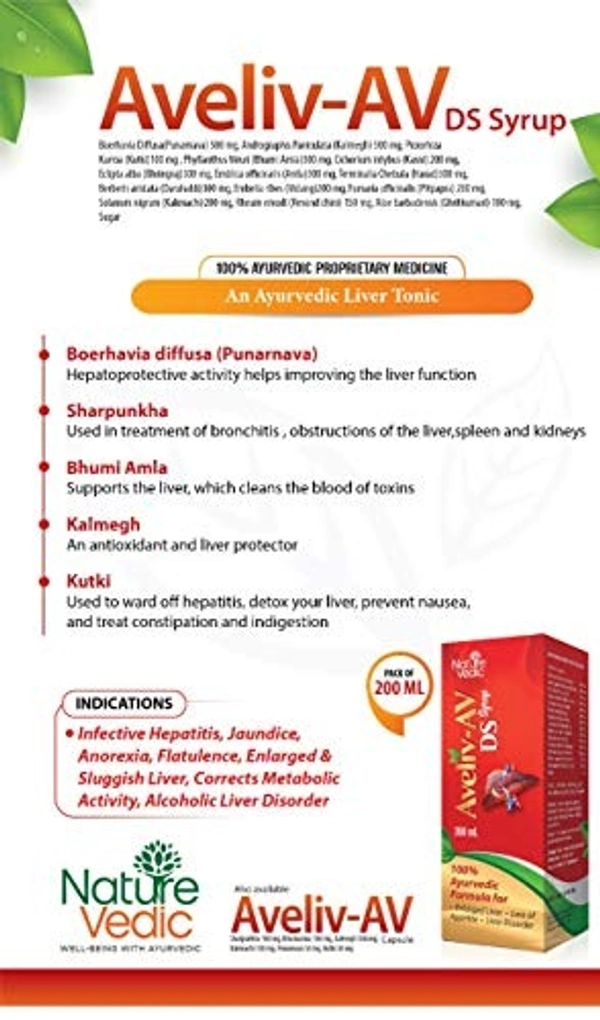 Nature Vedic Aveliv AV- DS Syrup |Ayurvedic liver Detoxer, Improve Digestion, Improve Alcoholic Liver Disorder  - 400 ml