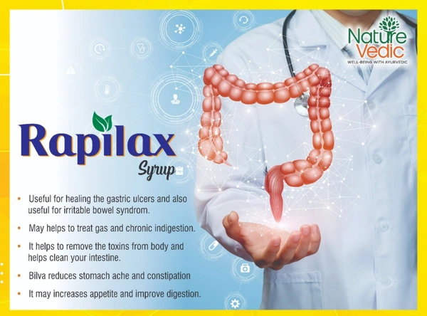 Nature Vedic Rapilax Ayurvedic Syrup for Digestion ,Constipation & Gastric Relief - 400 ml