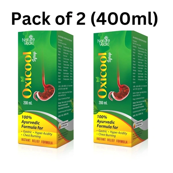 Nature Vedic Oxicool Syrup  Ayurvedic Medicine For Hyper Acidity & Heart Burning Gas  - 400 ml