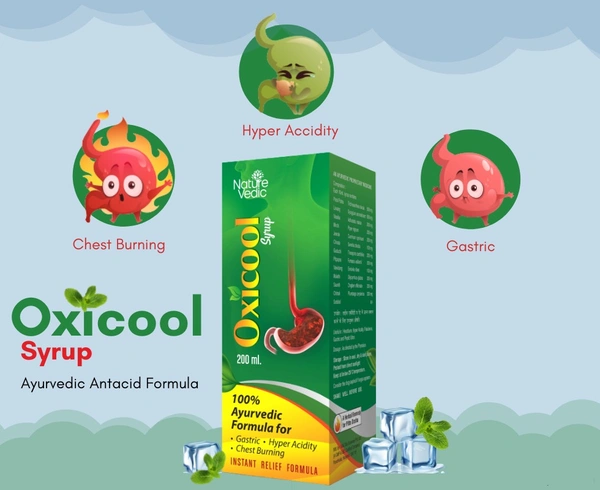 Nature Vedic Oxicool Syrup  Ayurvedic Medicine For Hyper Acidity & Heart Burning Gas  - 400 ml