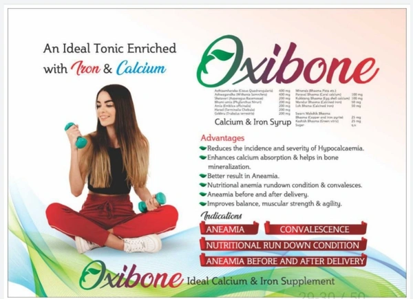 Nature Vedic Oxibone Syrup Ayurvedic Calcium & Iron Supplement For Healthy Bones - 400 ml