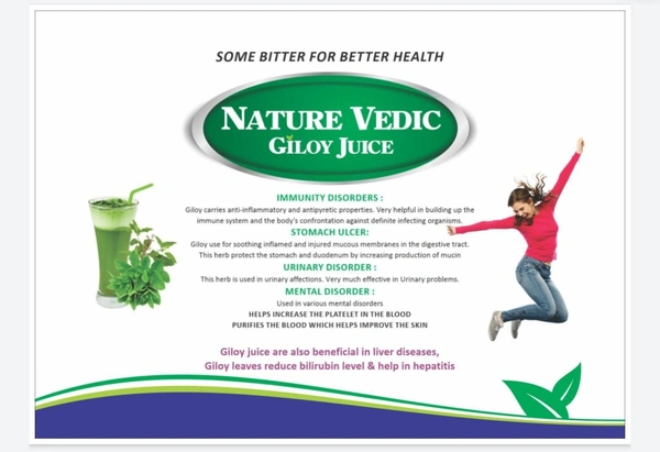 Nature Vedic Herbal Giloy, Amla, Neem, Tulsi Juices Enriched With Antioxidants & Vitamins C For Boost Immunity  - 500 ml