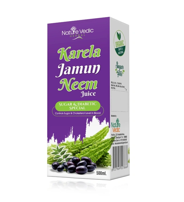 Nature Vedic Herbal Neem, Karela, Jamun Juice | Sugar & Diabetic Special for Control Sugar & Cholesterol Level in Blood - 500 ml