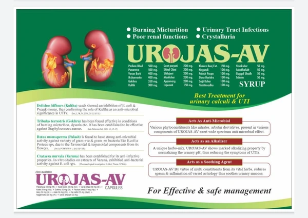 Nature Vedic Urojas - Av Capsules Ayurvedic Formula for Urinary Stones & Infections | 30 Caps - 30 Capsules