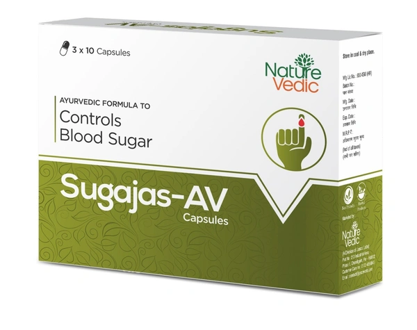 Nature Vedic Sugajas-AV Capsules Ayurvedic Formula for Control Blood Sugar Levels | 30 Caps  - 30 Capsules