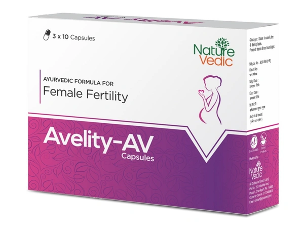 Nature Vedic Avelity - Av Female Fertility Capsules with Putrajeevak & Shivlingi | 30 caps - 30 Capsules