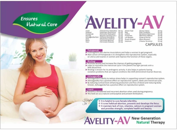 Nature Vedic Avelity - Av Female Fertility Capsules with Putrajeevak & Shivlingi | 30 caps - 30 Capsules