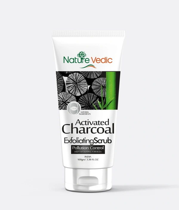 Nature Vedic Activated Charcoal Skin Exfoliating Scrub with Natural Ingredient - 100 gm