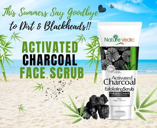 Nature Vedic Activated Charcoal Skin Exfoliating Scrub with Natural Ingredient - 100 gm