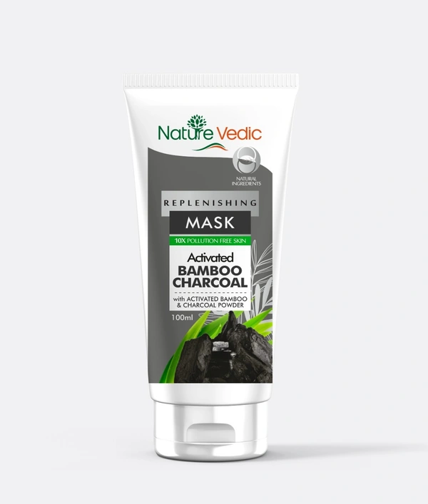 Nature Vedic Charcoal Face Mask with Activated Bamboo & Charcoal Powder for Radiance & Glow | Natural Ingredients  - 100 gm