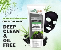 Nature Vedic Charcoal Face Mask with Activated Bamboo & Charcoal Powder for Radiance & Glow | Natural Ingredients  - 100 gm