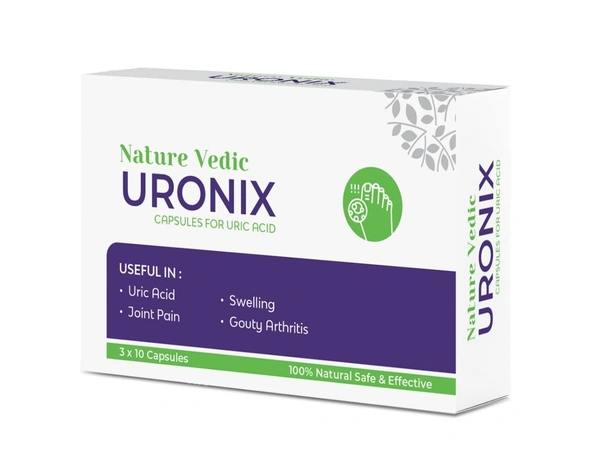 Nature Vedic Uronix Capsules Ayurvedic Formula for Uric Acid & Gouty Arthritis  - 30 Capsules