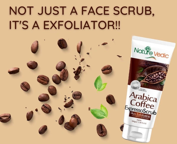 Nature Vedic Arabica Coffee Mask (100 g) + Arabica Coffee Scrub (100g) + South Coffee Face wash (120 ml) for Brightening, Exfoliating & Glow | Face Care Combo