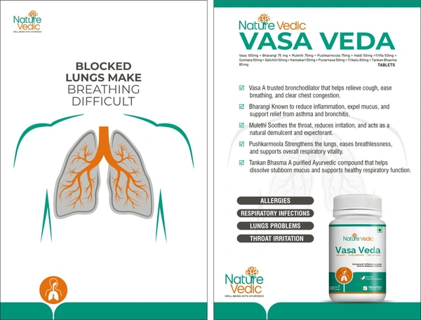 "Nature Vedic Vasa Veda Effective for Respiratory Infections, Allergies & Lungs related problems. Its enriched with 12 effective Ayurvedic Herbs.  100 % Safe  Ayush Approved GMP Certified"