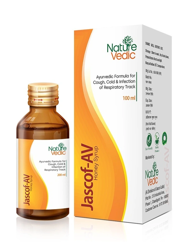 Nature Vedic Jascof AV Honey Cough Syrup For All type of Cold & Cough  300ml - 300ml