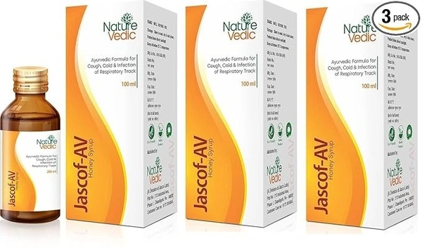 Nature Vedic Jascof AV Honey Cough Syrup For All type of Cold & Cough  300ml - 300ml
