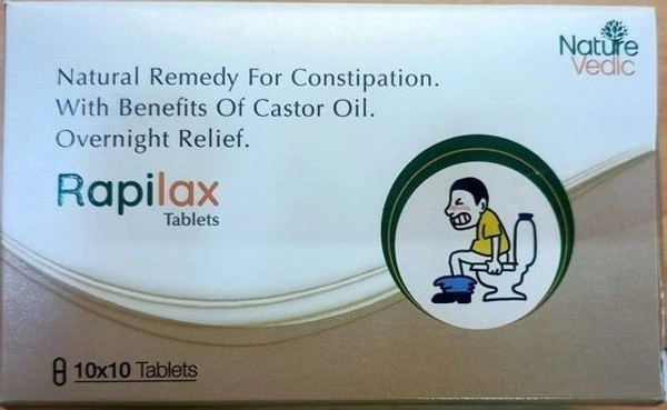 Nature Vedic Rapilax Tablet for Constipation with Benifits of Castor Oil. Overnight Relief 100 tablet - 100 Tablet