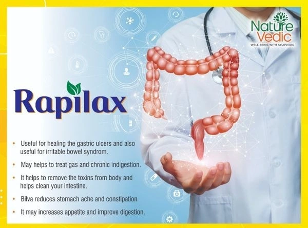Nature Vedic Rapilax Tablet for Constipation with Benifits of Castor Oil. Overnight Relief 100 tablet - 100 Tablet