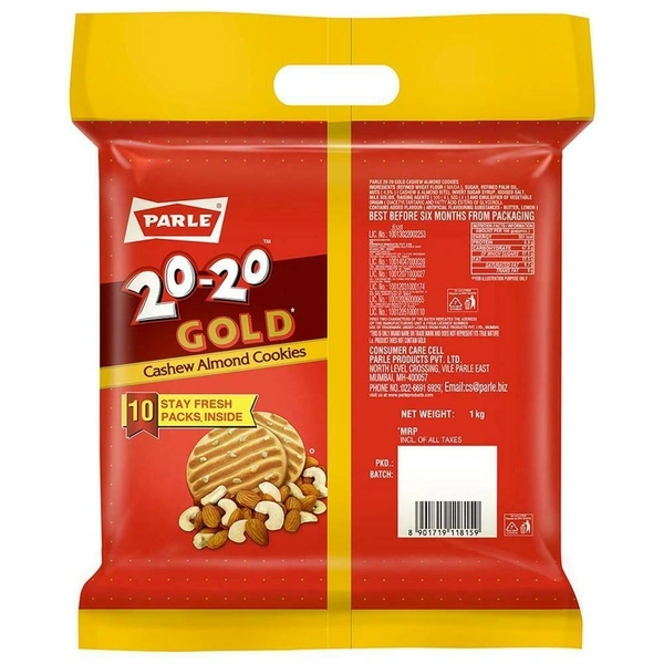 Parle 20-20 Gold Cashew Almond Cookies 1 kg