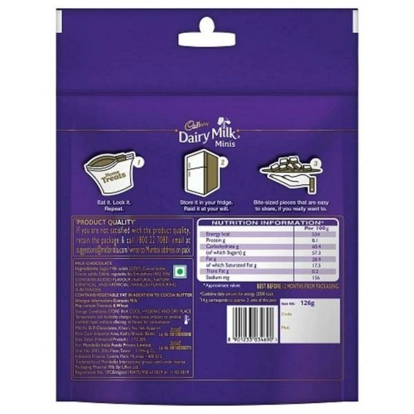 Cadbury Dairy Milk Home Treats Mini Chocolate 126 g