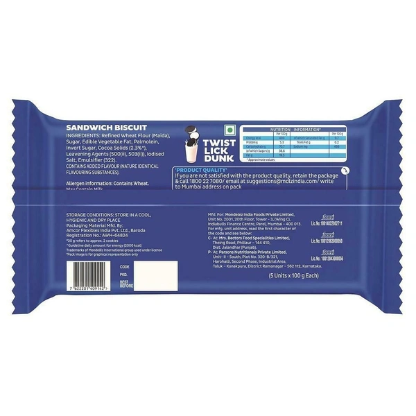 Cadbury Oreo Original Chocolatey Sandwich Biscuits Jumbo Pack 500 g