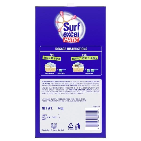 Surf Excel Matic Top Load Detergent Powder 6 kg
