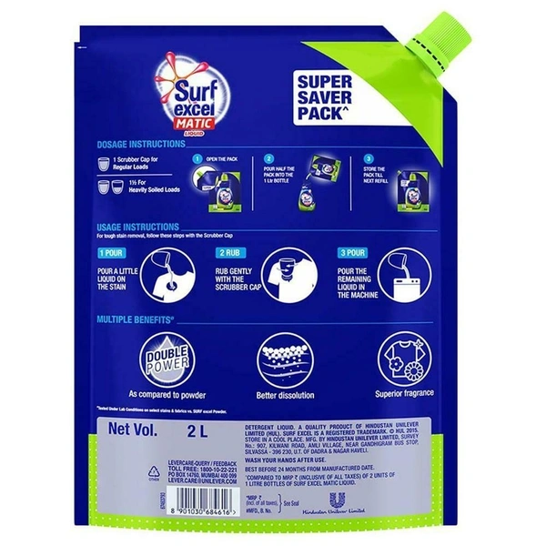 Surf Excel Matic Top Load Liquid Detergent 2 L